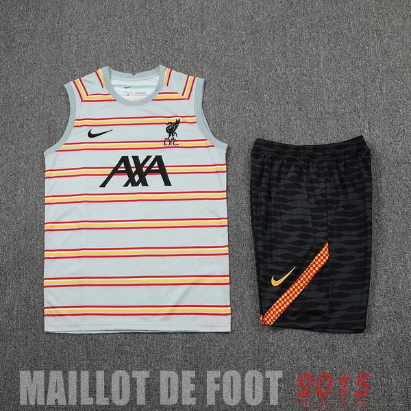 Maillot De Foot Entrainement Sans Manches Ensemble Complet Liverpool 22/23 Gris Clair Noir