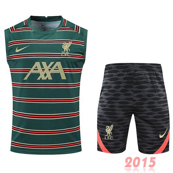 Maillot De Foot Entrainement Sans Manches Ensemble Complet Liverpool 22/23 Vert Noir