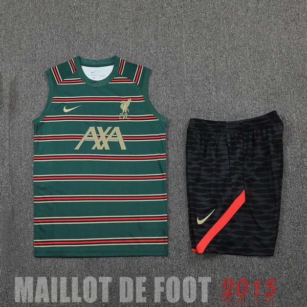 Maillot De Foot Entrainement Sans Manches Ensemble Complet Liverpool 22/23 Vert Noir