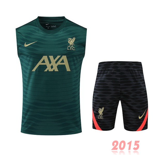 Maillot De Foot Entrainement Sans Manches Ensemble Complet Liverpool 22/23 Vert Noir Jaune