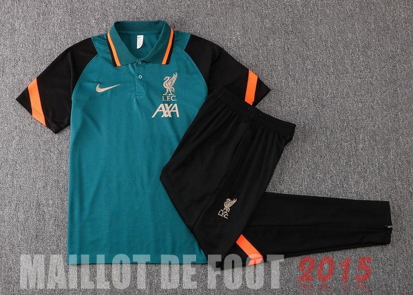 Maillot De Foot Ensemble Complet Polo Liverpool 2021 2022 Vert Noir Orange