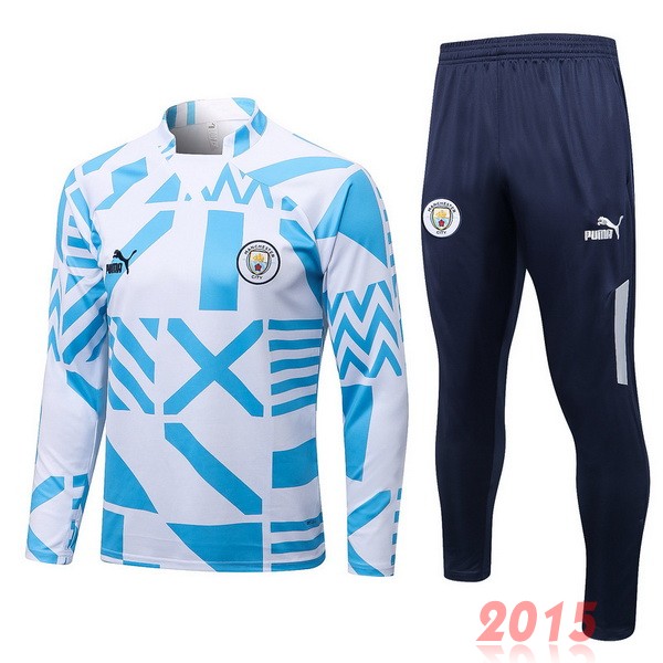 Maillot De Foot Survêtements Manchester City 22/23 Bleu Blanc