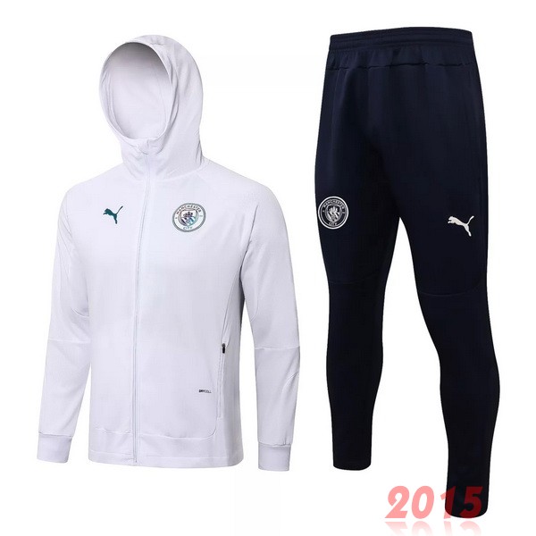 Maillot De Foot Sweat Shirt Capuche Manchester City 2021 2022 Blanc Noir