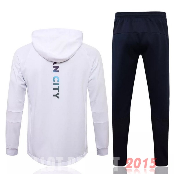 Maillot De Foot Sweat Shirt Capuche Manchester City 2021 2022 Blanc Noir