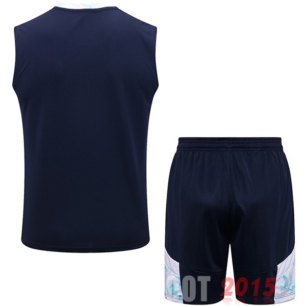 Maillot De Foot Entrainement Sans Manches Ensemble Complet Manchester City 22/23 Bleu Blanc