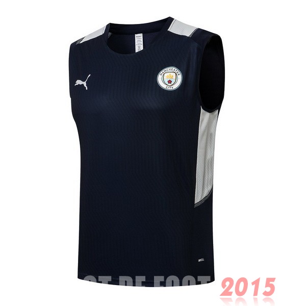 Maillot De Foot Entrainement Sans Manches Manchester City 2021 2022 Bleu Marine