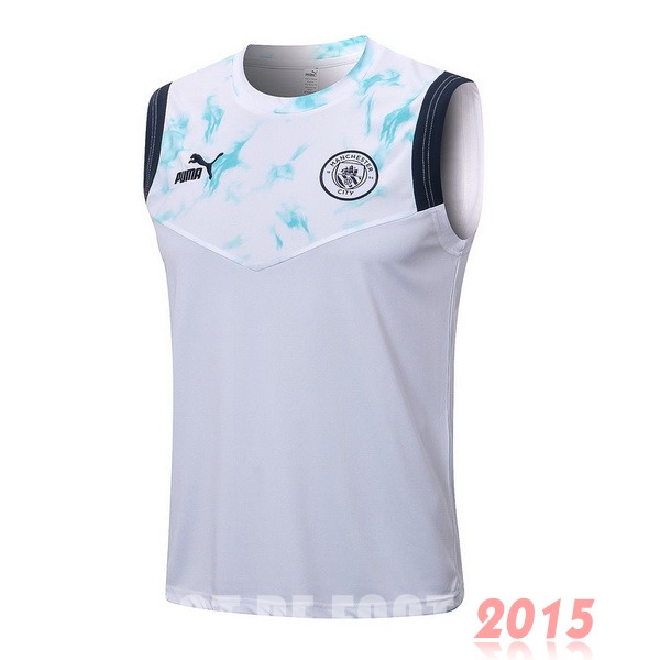 Maillot De Foot Entrainement Sans Manches Manchester City 22/23 Blanc