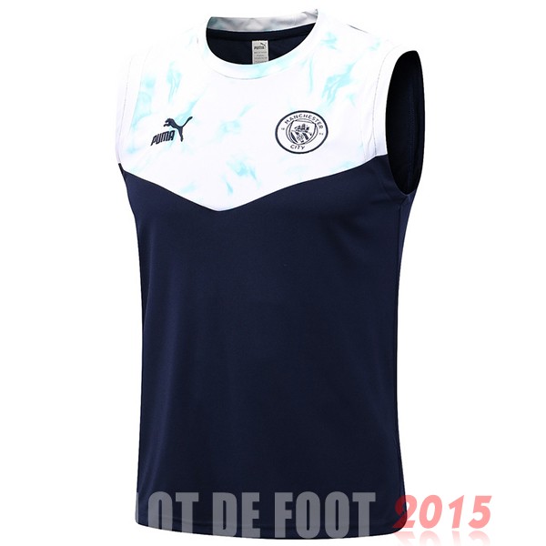 Maillot De Foot Entrainement Sans Manches Manchester City 22/23 Bleu Blanc