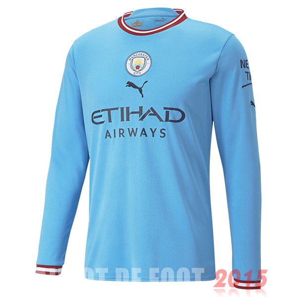 Maillot De Foot Thailande Domicile Manches Longues Manchester City 22/23 Bleu