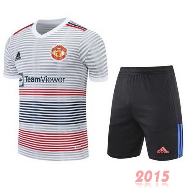 Maillot De Foot Entrainement Ensemble Complet Manchester United 22/23 Blanc Noir