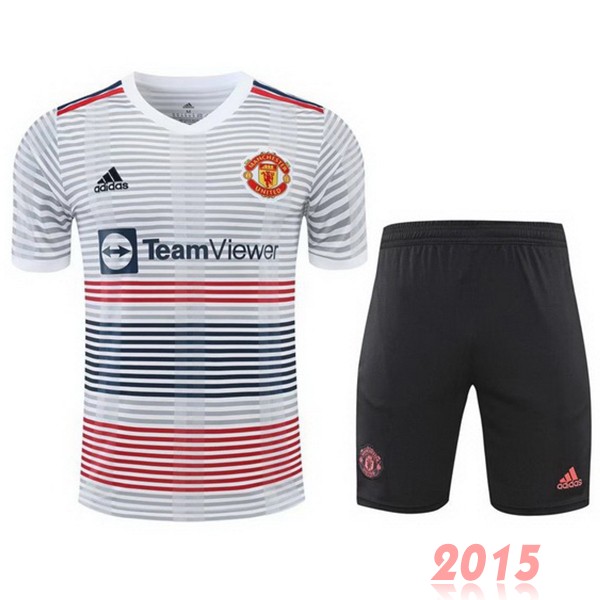 Maillot De Foot Entrainement Ensemble Complet Manchester United 22/23 Blanc Noir
