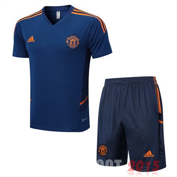 Maillot De Foot Entrainement Ensemble Complet Manchester United 22/23 Bleu Orange