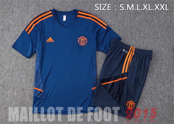 Maillot De Foot Entrainement Ensemble Complet Manchester United 22/23 Bleu Orange
