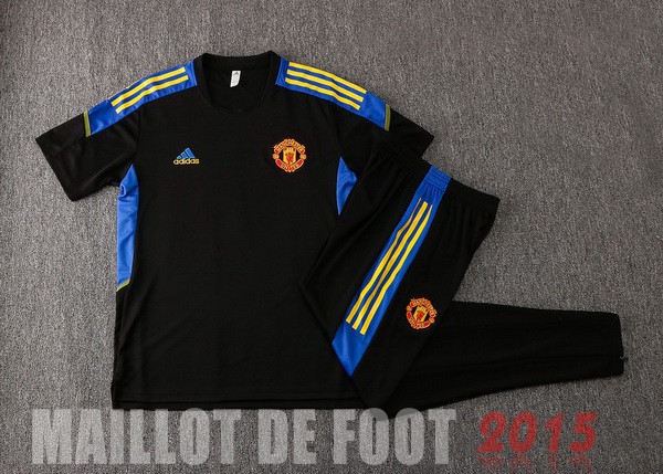 Maillot De Foot Entrainement Ensemble Complet Manchester United 22/23 Noir Bleu Jaune