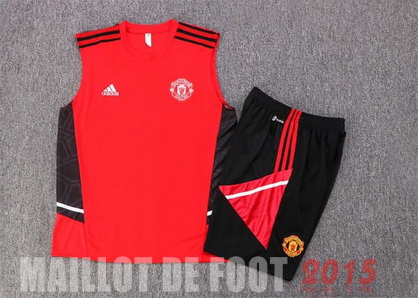 Maillot De Foot Entrainement Sans Manches Ensemble Complet Manchester United 22/23 Rouge III Noir