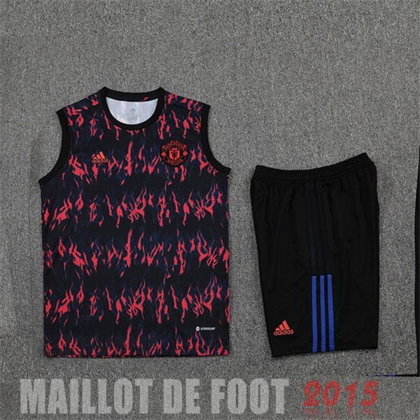 Maillot De Foot Entrainement Sans Manches Ensemble Complet Manchester United 22/23 Rouge I Noir
