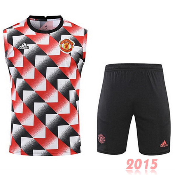 Maillot De Foot Entrainement Sans Manches Ensemble Complet Manchester United 22/23 Rouge Noir