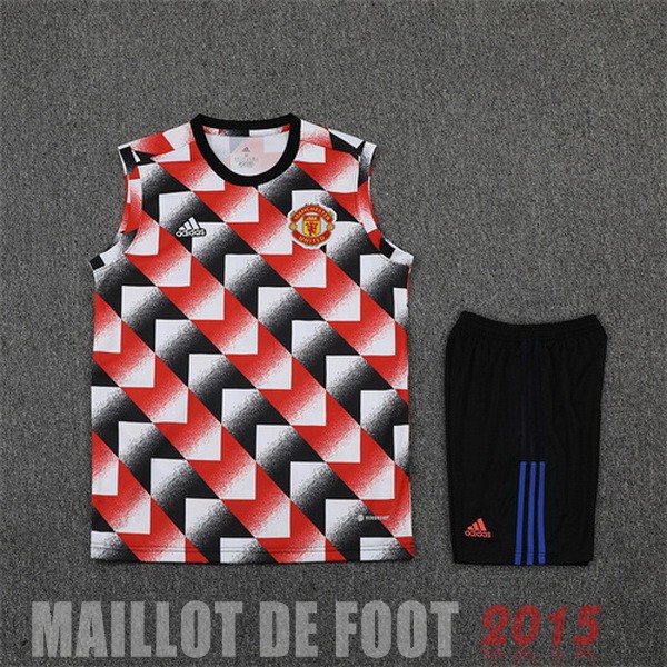 Maillot De Foot Entrainement Sans Manches Ensemble Complet Manchester United 22/23 Rouge Noir