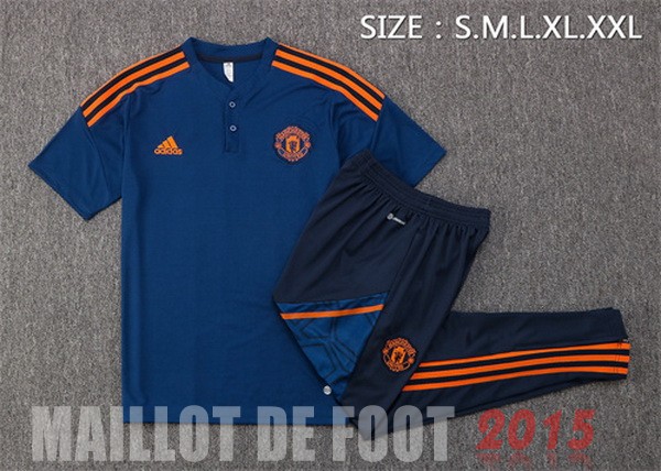 Maillot De Foot Ensemble Complet Polo Manchester United 22/23 Bleu Orange