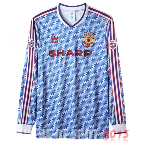 Maillot De Foot Exterieur Manches Longues Manchester United Rétro 1992 Bleu