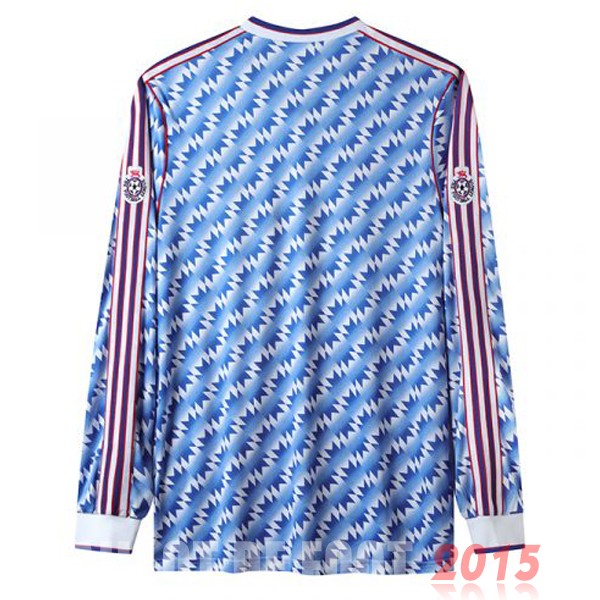 Maillot De Foot Exterieur Manches Longues Manchester United Rétro 1992 Bleu