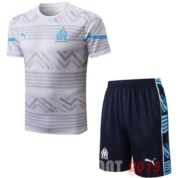 Maillot De Foot Entrainement Ensemble Complet Marseille 22/23 Blanc Bleu