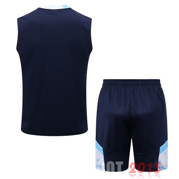 Maillot De Foot Entrainement Sans Manches Ensemble Complet Marseille 22/23 Bleu Blanc