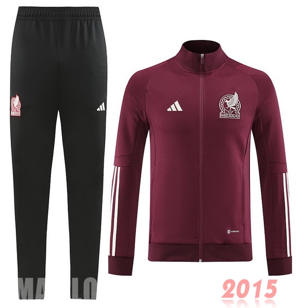 Maillot De Foot Ensemble Complet Ensemble longue fermeture éclair vêtements De Sport Mexique 2022 Rouge Noir