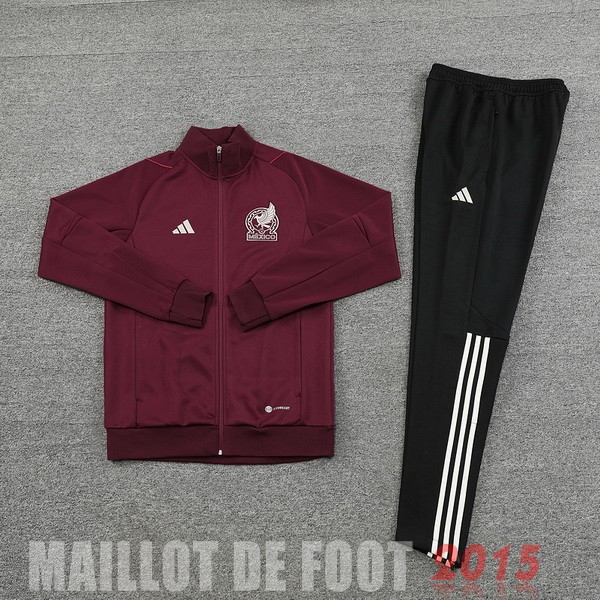 Maillot De Foot Ensemble Complet Ensemble longue fermeture éclair vêtements De Sport Mexique 2022 Rouge Noir