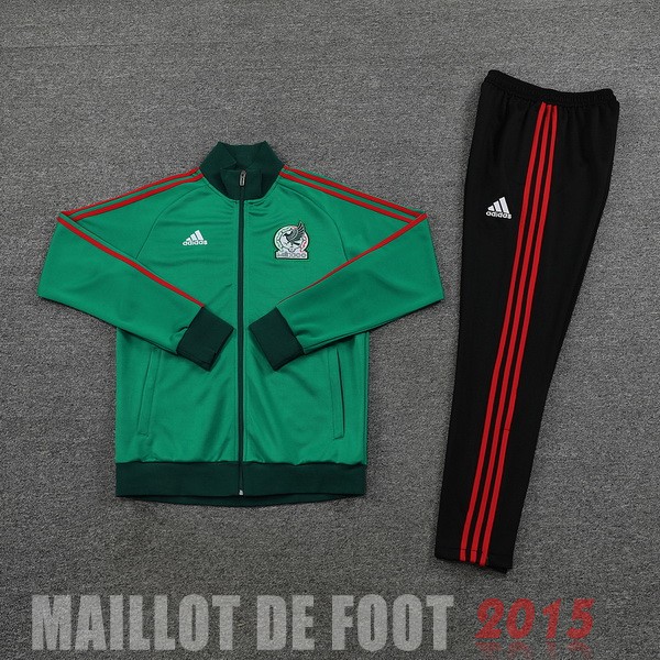 Maillot De Foot Ensemble Complet Ensemble longue fermeture éclair vêtements De Sport Mexique 2022 Vert I Noir