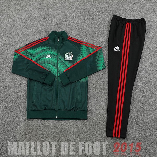 Maillot De Foot Ensemble Complet Ensemble longue fermeture éclair vêtements De Sport Mexique 2022 Vert Noir