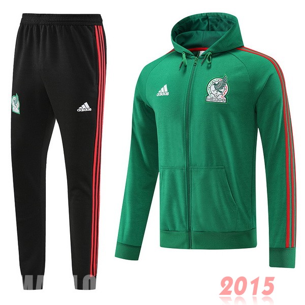 Maillot De Foot Ensemble Complet Sweat Shirt Capuche Mexique 2022 Vert Noir