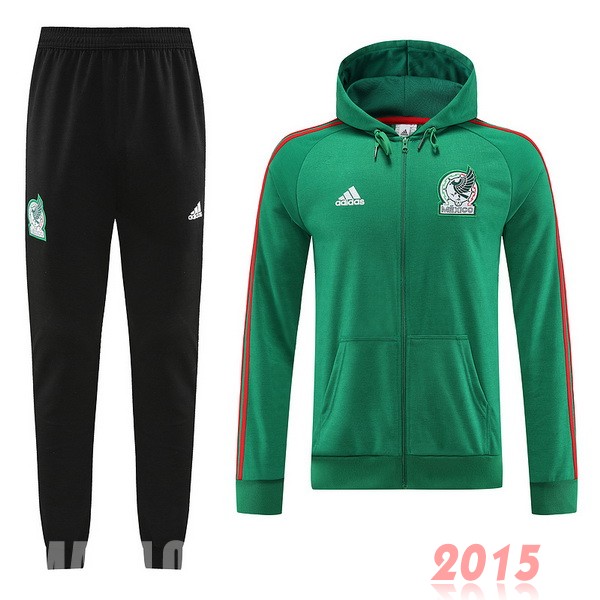 Maillot De Foot Ensemble Complet Sweat Shirt Capuche Mexique 2022 Vert Noir