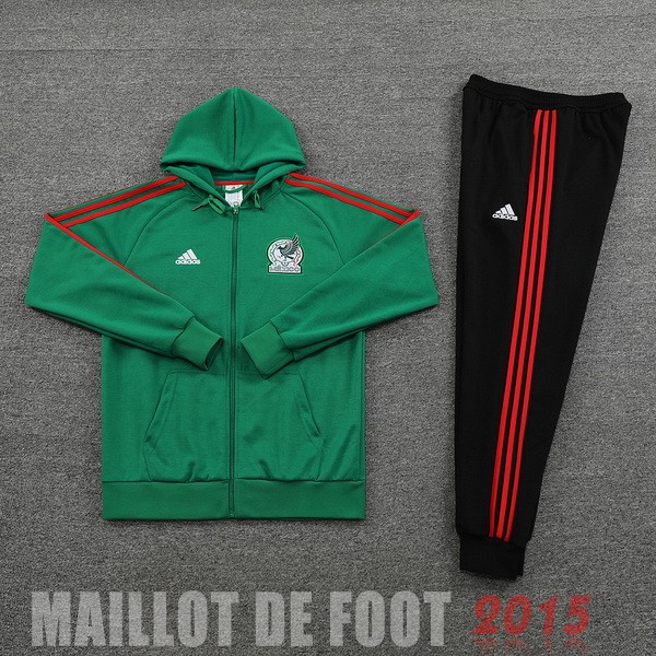 Maillot De Foot Ensemble Complet Sweat Shirt Capuche Mexique 2022 Vert Noir