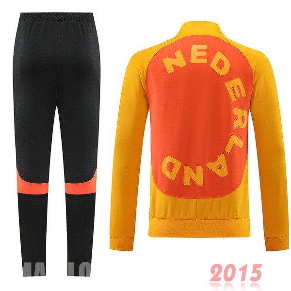Maillot De Foot Ensemble Complet Ensemble longue fermeture éclair vêtements De Sport Pays Bas 2022 Orange Noir
