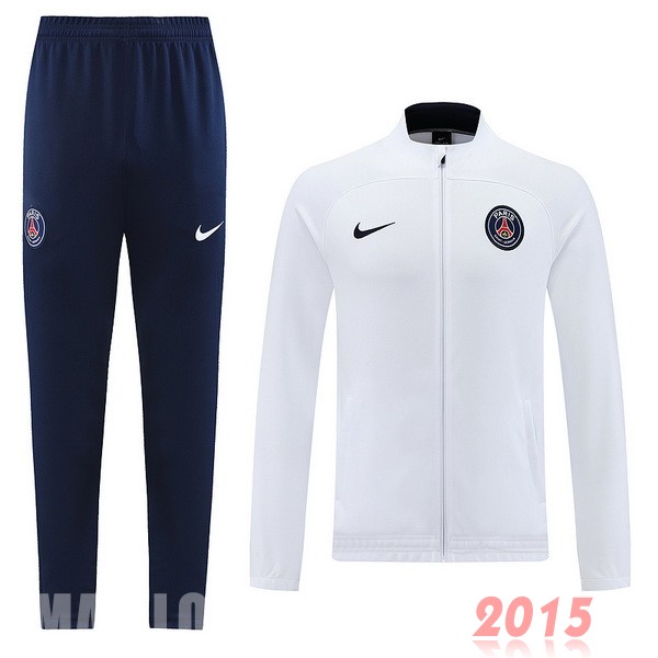 Maillot De Foot Ensemble Complet Ensemble longue fermeture éclair vêtements De Sport Paris Saint Germain 22/23 Blanc Bleu