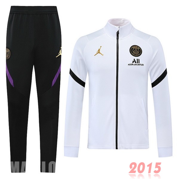 Maillot De Foot Ensemble Complet Ensemble longue fermeture éclair vêtements De Sport Paris Saint Germain 22/23 Blanc Noir