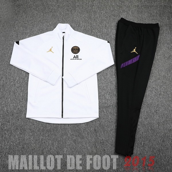 Maillot De Foot Ensemble Complet Ensemble longue fermeture éclair vêtements De Sport Paris Saint Germain 22/23 Blanc Noir