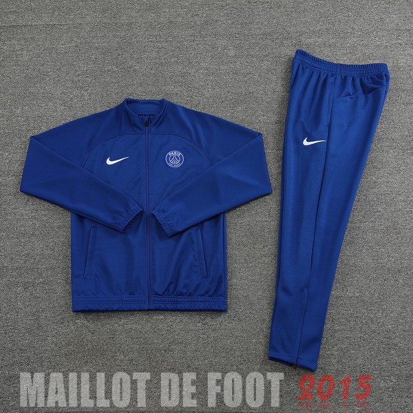 Maillot De Foot Ensemble Complet Ensemble longue fermeture éclair vêtements De Sport Paris Saint Germain 22/23 Bleu