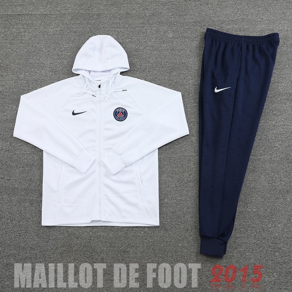 Maillot De Foot Sweat Shirt Capuche Paris Saint Germain 22/23 Blanc II Noir