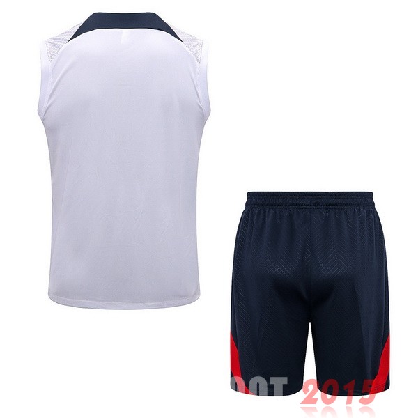 Maillot De Foot Entrainement Sans Manches Ensemble Complet Paris Saint Germain 22/23 Blanc Bleu