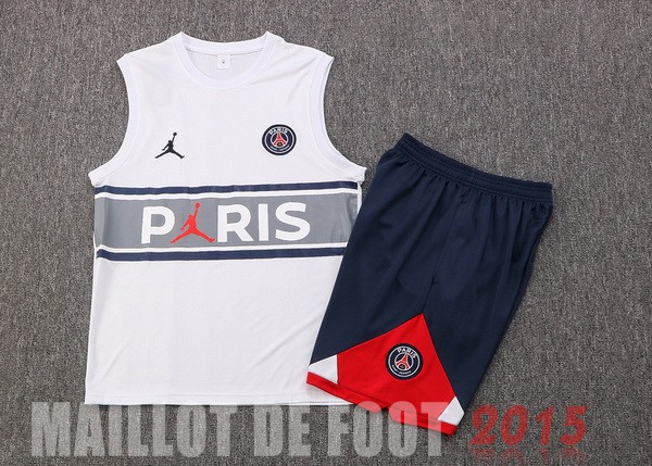Maillot De Foot Entrainement Sans Manches Ensemble Complet Paris Saint Germain 22/23 Blanc Gris Bleu