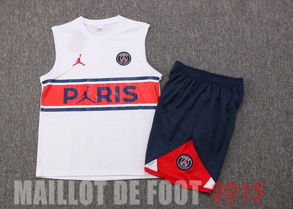 Maillot De Foot Entrainement Sans Manches Ensemble Complet Paris Saint Germain 22/23 Blanc I Rouge Bleu