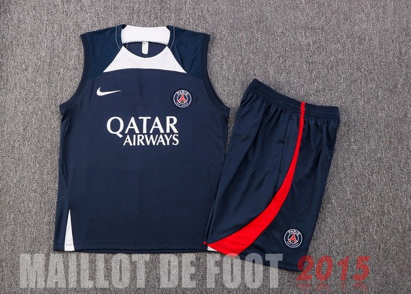 Maillot De Foot Entrainement Sans Manches Ensemble Complet Paris Saint Germain 22/23 Bleu
