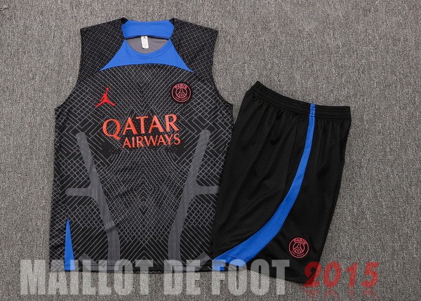 Maillot De Foot Entrainement Sans Manches Ensemble Complet Paris Saint Germain 22/23 Noir I Bleu Rouge