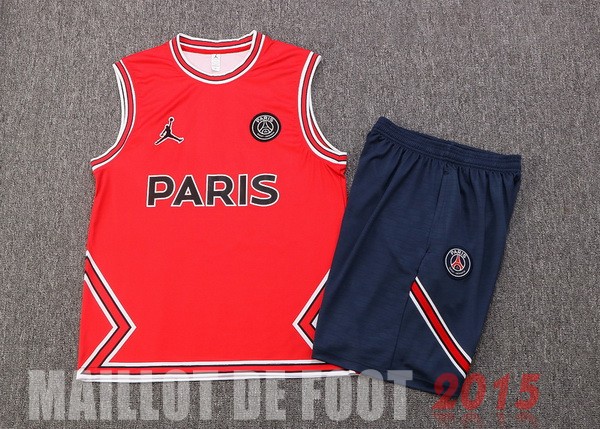 Maillot De Foot Entrainement Sans Manches Ensemble Complet Paris Saint Germain 22/23 Rouge Bleu