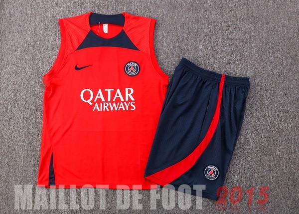Maillot De Foot Entrainement Sans Manches Ensemble Complet Paris Saint Germain 22/23 Rouge I Bleu