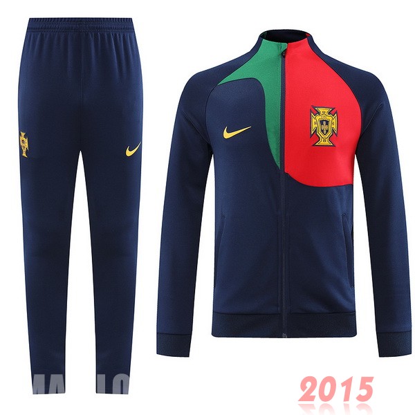 Maillot De Foot Ensemble Complet Ensemble longue fermeture éclair vêtements De Sport Portugal 2022 Bleu Rouge