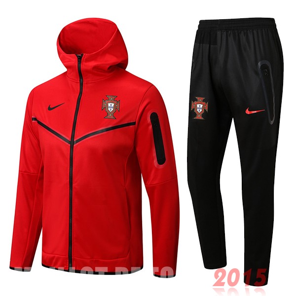 Maillot De Foot Sweat Shirt Capuche Portugal 2022 Rouge Noir