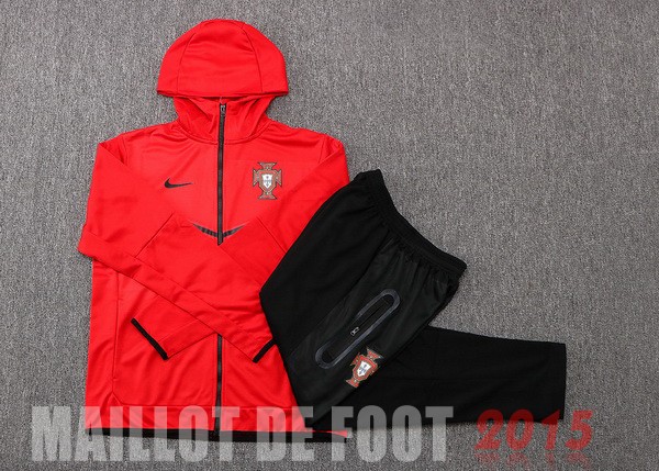 Maillot De Foot Sweat Shirt Capuche Portugal 2022 Rouge Noir